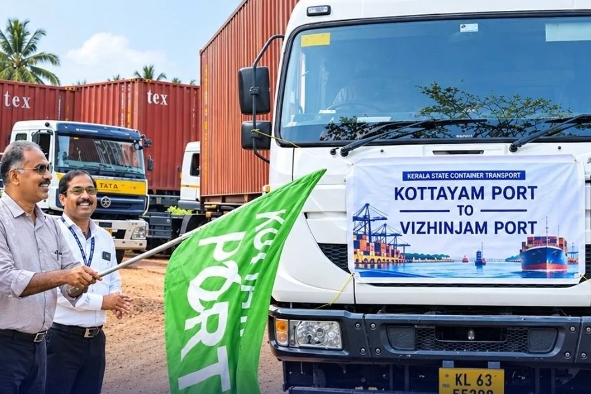 Kottayam Port Sends First Container to Vizhinjam, Exporter Reports USD 3,000 Saving Over Kochi